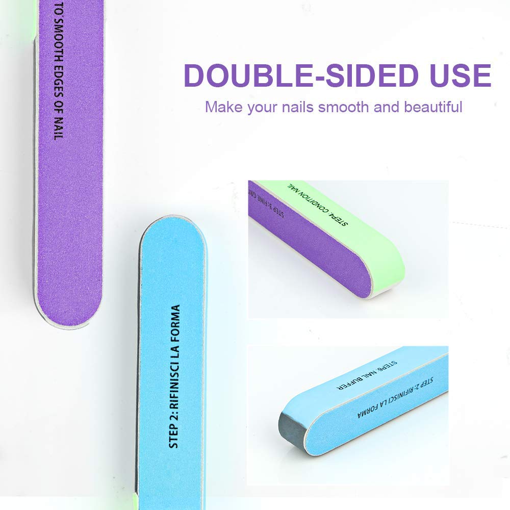 MAYCREATE 10PCS Nail Files, Professional Nail File Set, Curved Fingernail files, 100/180 grit Double-Sided Emery Board Manicure Tools for Home and Salon Use (Blue) MAYCREATE 10PCS Nail Files, Professional Nail File Set, Curved Fingernail files, 100/180 grit Double-Sided Emery Board Manicure Tools for Home and Salon Use (Blue)